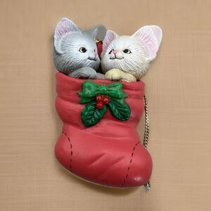 Enesco Christmas Ornament 1991 Meow Mates Cat Kittens VTG #576220